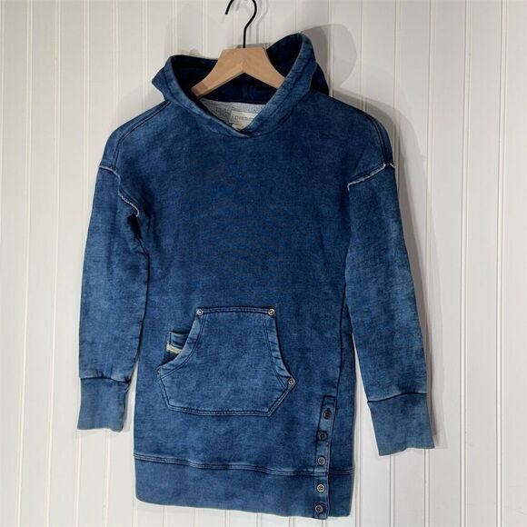 Diesel Kids Hoodie Tunic Distressed Denim Blue Sweatshirt Small Urban Streetwear - Picture 2 of 8